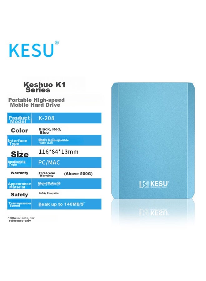 Kesu 500gb Portable Hard Drive, Large Capacity, Usb3.0, K208-sky Blue, 2.5-inch External Mechanical Hard Drive, Large Usb Flash Drive - Image 3