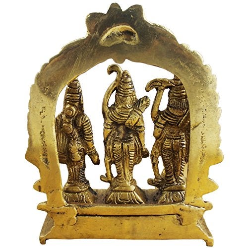 Idol Collections Brass Ram Darbar Lord Rama Laxman and Sita Religious Statue for Home Decor, Height: 4.6 Inch, Gold - Image 3