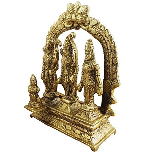 Idol Collections Brass Ram Darbar Lord Rama Laxman and Sita Religious Statue for Home Decor, Height: 4.6 Inch, Gold - Image 2