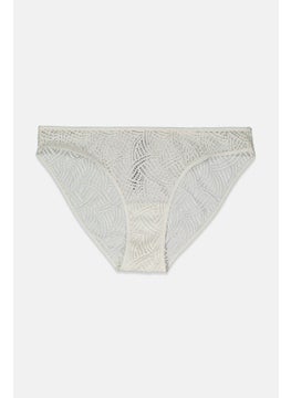 oysho Women Textured Bikini Bottom, White  - Image 1