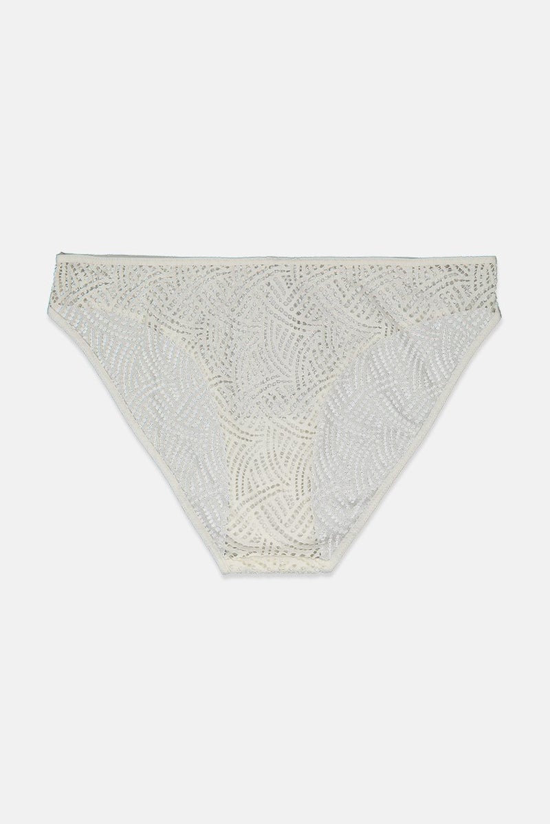 oysho Women Textured Bikini Bottom, White  - Image 2