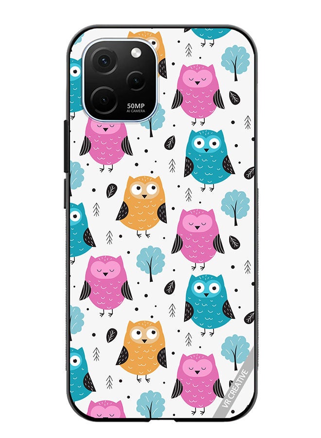 VR CREATIVE Protective Case Cover For Huawei Enjoy 50z Owls Seamless Pattern Design Multicolour - Image 1