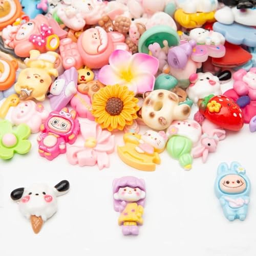 NEOBABY Cute Anime Resin Charms – Mixed Candy Sweets Flatback Beads for Jewelry Making & Ornament Scrapbooking, DIY Crafts & Accessories, Multicolor (1cm to 2 cm, Pack of 50) - Image 3