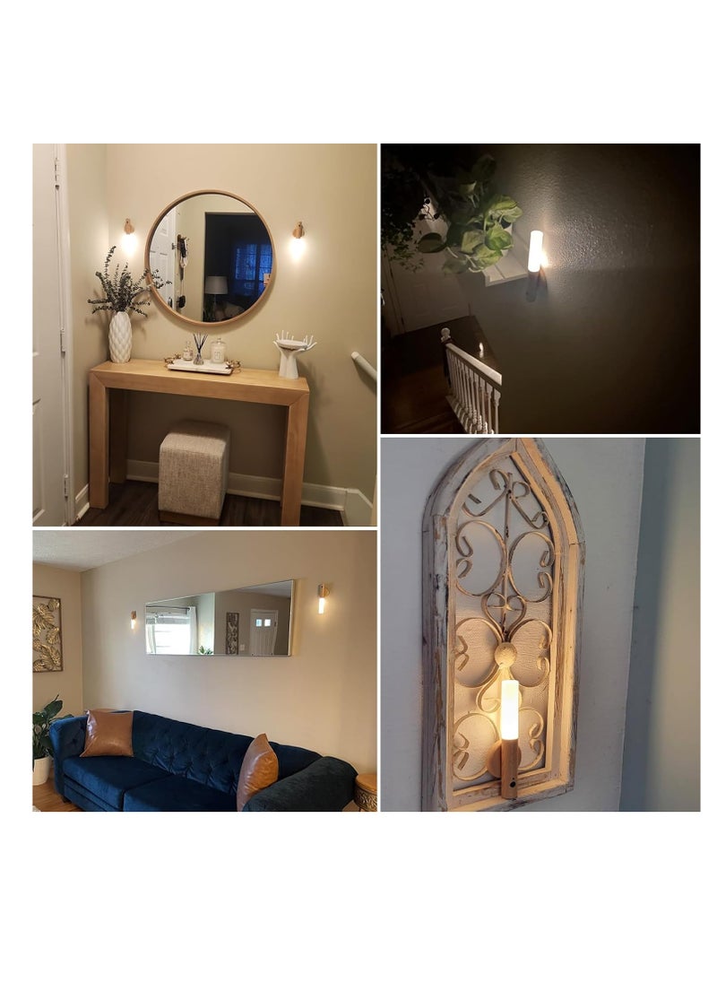 ماركة غير محددة 2 مصباح جداري LED وكاشف حركة الدرج وبطارية لاسلكية وإضاءة جدارية داخلية وإضاءة ليلية خشبية وإضاءة مغناطيسية محمولة قابلة لإعادة الشحن USB للطفل/الأطفال/غرفة النوم  - Image 2
