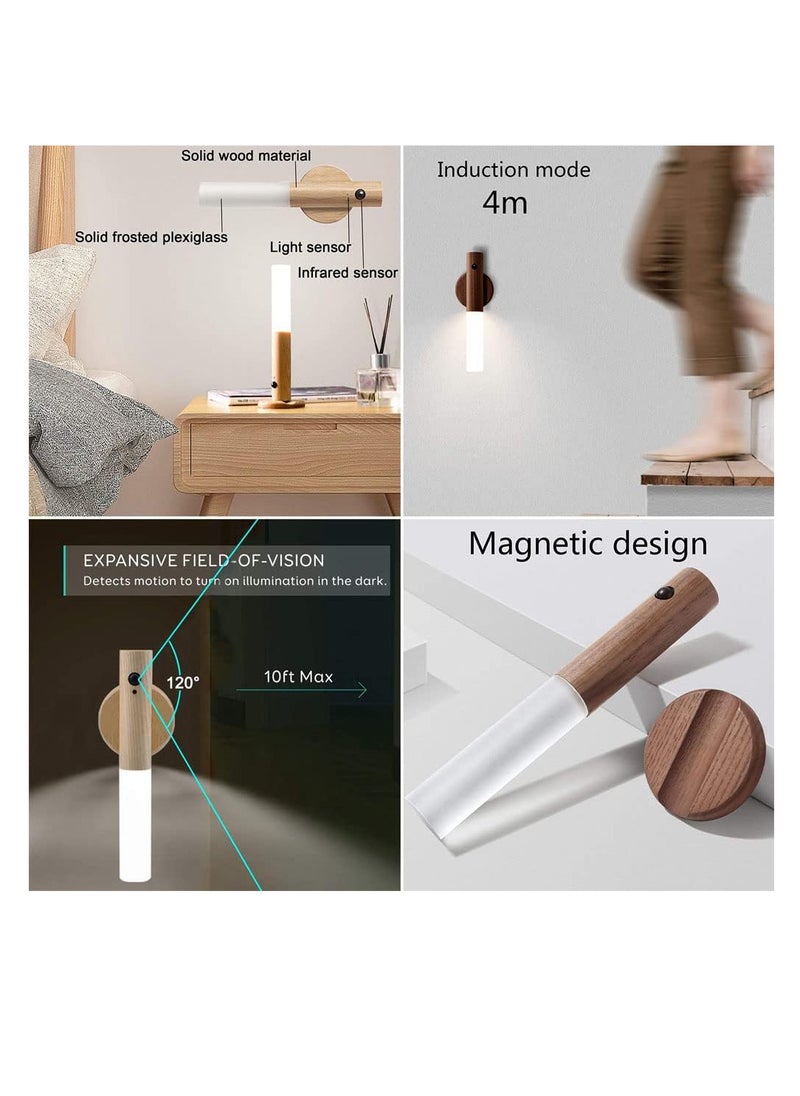 ماركة غير محددة 2 مصباح جداري LED وكاشف حركة الدرج وبطارية لاسلكية وإضاءة جدارية داخلية وإضاءة ليلية خشبية وإضاءة مغناطيسية محمولة قابلة لإعادة الشحن USB للطفل/الأطفال/غرفة النوم  - Image 3