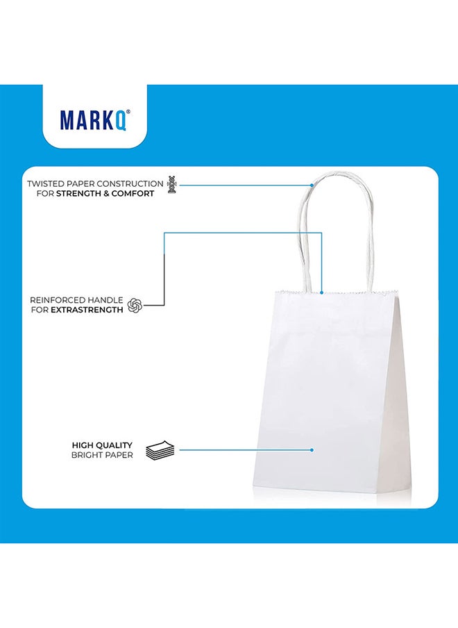 MARKQ [24 Bags] Kraft Paper bags with handles, 15 x 11 x 6 cm White Gift bags for Birthday Party Favors, Weddings, Merchandise, Goodies, Baby Shower  - Image 3