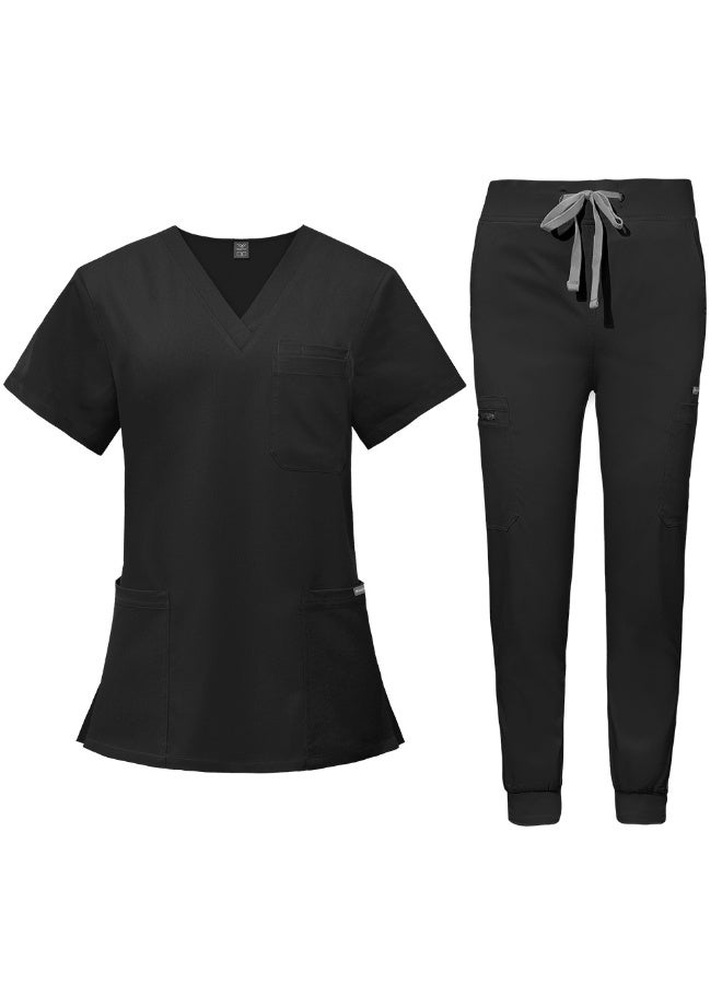 NIBEMINENT Beauty Spa Salon Clothes Doctor Nursing Uniforms Medical Scrubs Set V-neck Tops Pants Clinical Nurse Surgery Uniform - Image 1