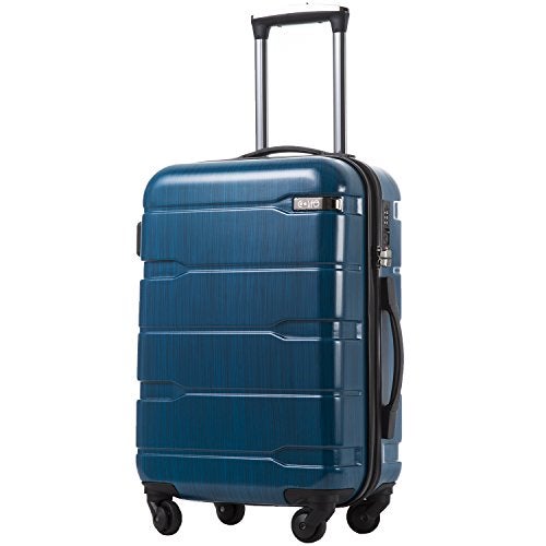 Coolife Luggage PC+ABS Hardshell Suitcase with TSA Lock, Spinner Carry On Lightweight (Caribbean Blue, 20in) - Image 1