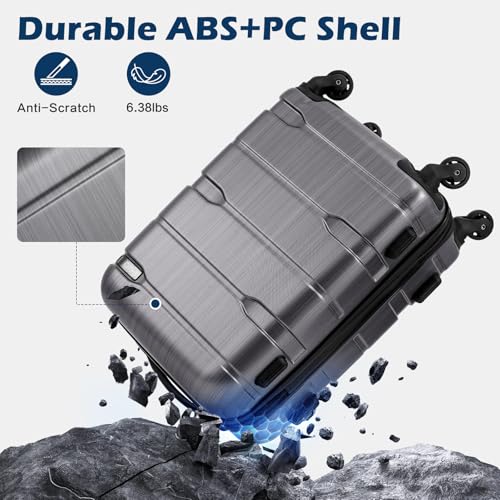 Coolife Luggage PC+ABS Hardshell Suitcase with TSA Lock, Spinner Carry On Lightweight (Caribbean Blue, 20in) - Image 5