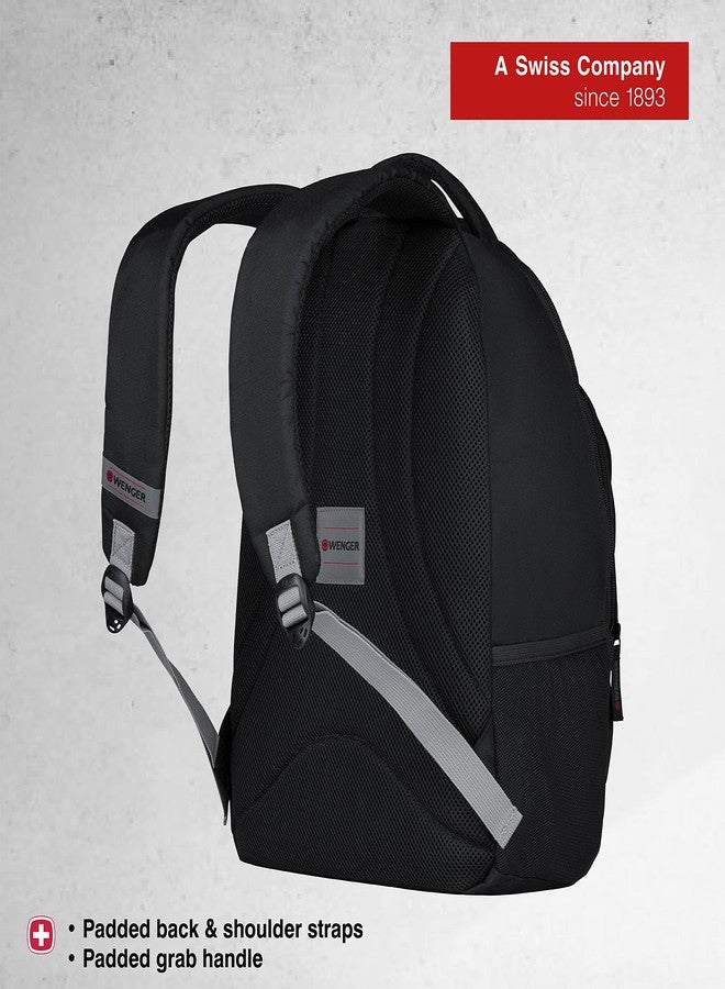 WENGER MARS Laptop Backpack with Padded compartment for 16 Inch laptop & 10 Inch tablet, Organizer for essentials in Black/Grey (26 Litre)-blend of style & function, Swiss designed, 612034 - Image 3
