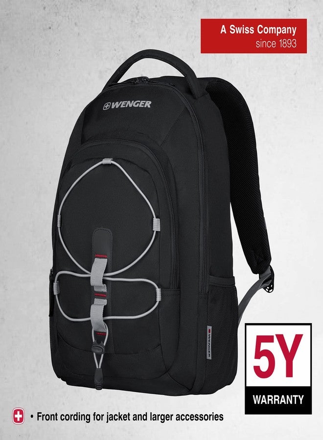 WENGER MARS Laptop Backpack with Padded compartment for 16 Inch laptop & 10 Inch tablet, Organizer for essentials in Black/Grey (26 Litre)-blend of style & function, Swiss designed, 612034 - Image 5