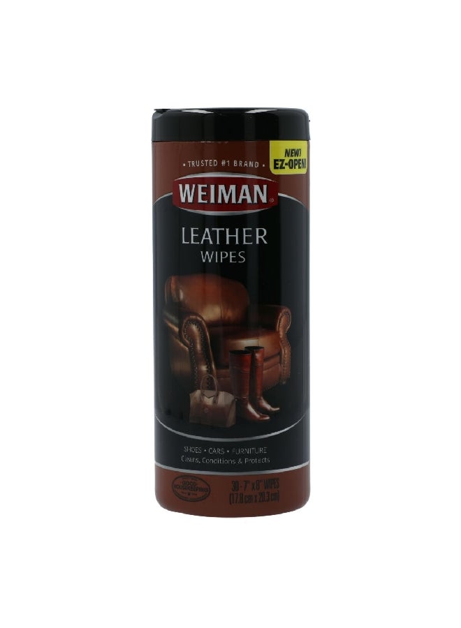 Weiman 30-Piece 1-Ply Clean Restore and Protect Leather Wipe White 7 x 8 Inch - Image 2
