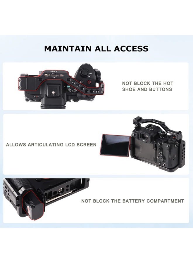 FOEASY Foto4easy Aluminum Alloy a7RV Cage for Sony a7R V Mirrorless Digital Camera,Quick Release Plate for Arca,and One Top Handle - Image 3