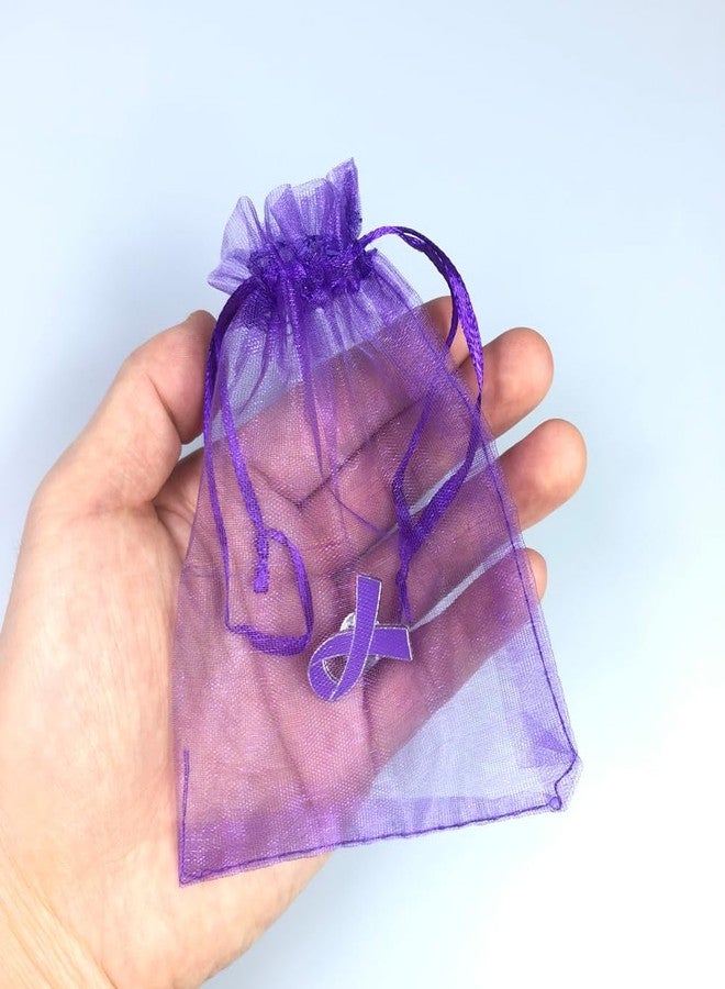 Alodidae Purple Ribbon Pin with Organza Bags Domestic Violence Awareness Pins Alzheimers Pancreatic Cancer Lupus Awareness Products Accessories - Image 4