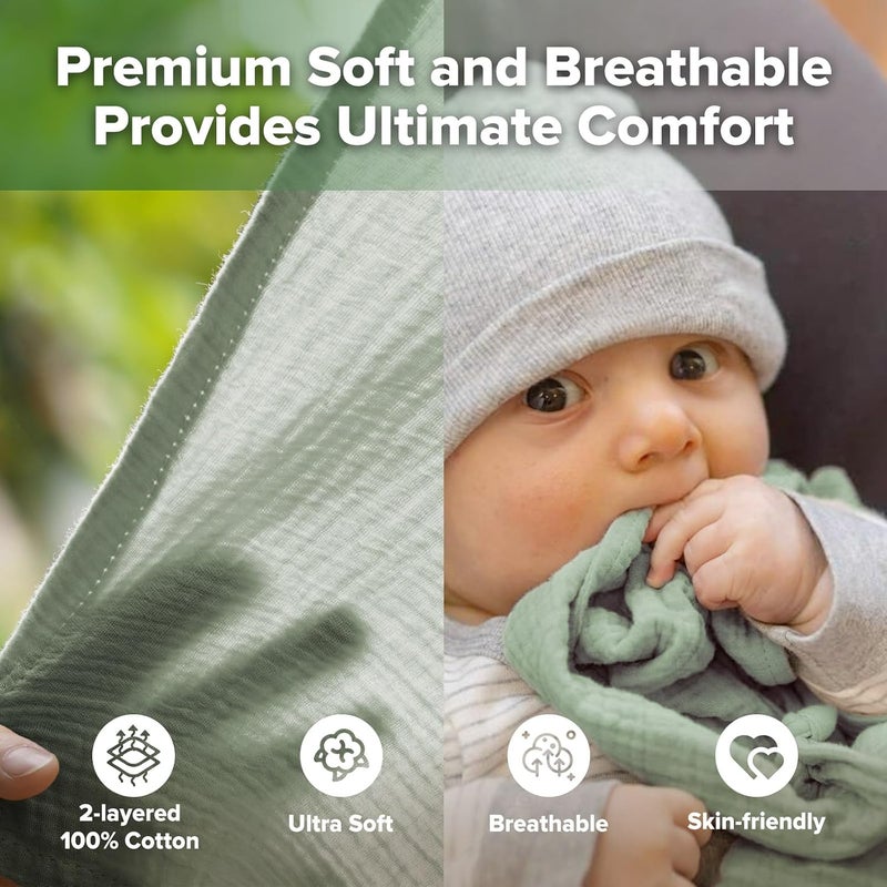 haakaa Cotton Swaddle Blankets for Newborn, Breathable Baby Wrap for Boys and Girls, Large 47 x 47 inches Swaddle Wrap, Seafoam - Image 3