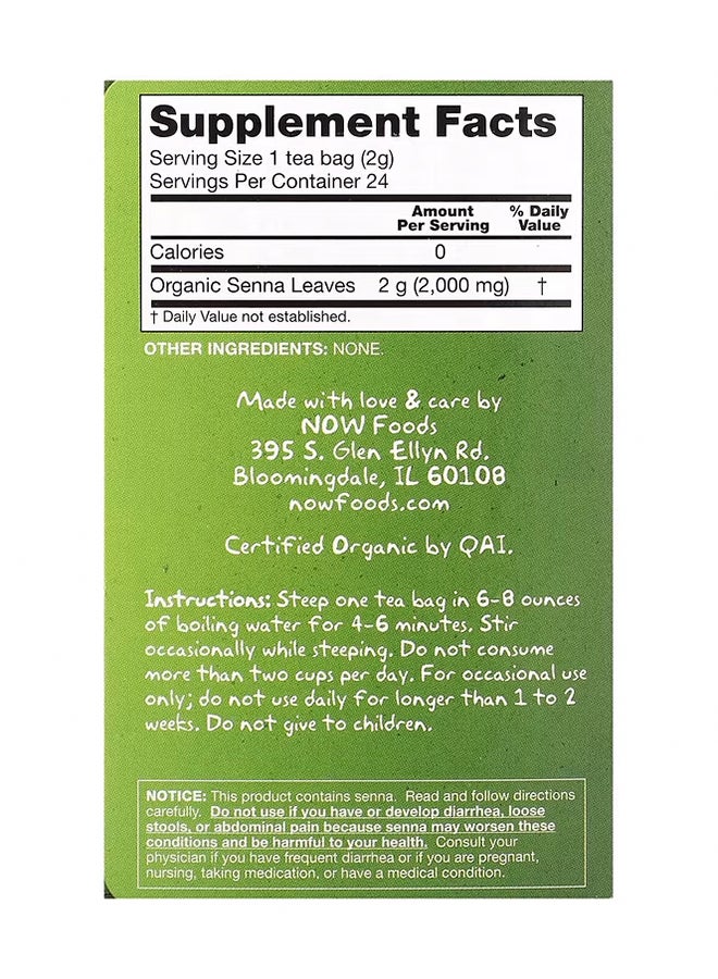 Now Foods Senna Tea for Occasional Constipation - 24 Bags - Image 2