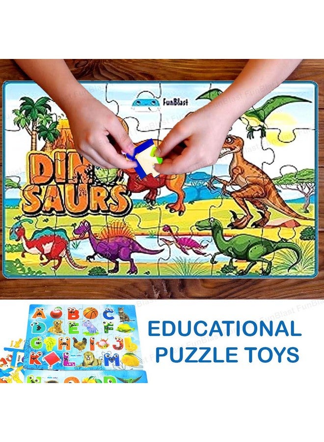 فنبلاست لعبة أحجية الصور المقطوعة FunBlast للأطفال - أحجية الصور المقطوعة للأبجدية والأرقام والديناصورات للأطفال، ألغاز أرضية للأطفال من سن 3 سنوات فما فوق، 144 قطعة (متعددة الألوان) - Image 4