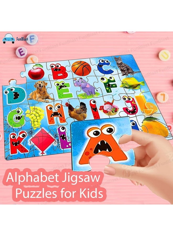 فنبلاست لعبة أحجية الصور المقطوعة FunBlast للأطفال - أحجية الصور المقطوعة للأبجدية والأرقام والديناصورات للأطفال، ألغاز أرضية للأطفال من سن 3 سنوات فما فوق، 144 قطعة (متعددة الألوان) - Image 5