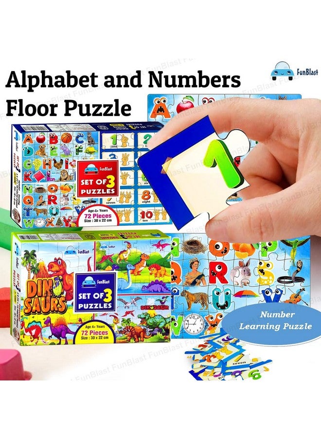فنبلاست لعبة أحجية الصور المقطوعة FunBlast للأطفال - أحجية الصور المقطوعة للأبجدية والأرقام والديناصورات للأطفال، ألغاز أرضية للأطفال من سن 3 سنوات فما فوق، 144 قطعة (متعددة الألوان) - Image 3
