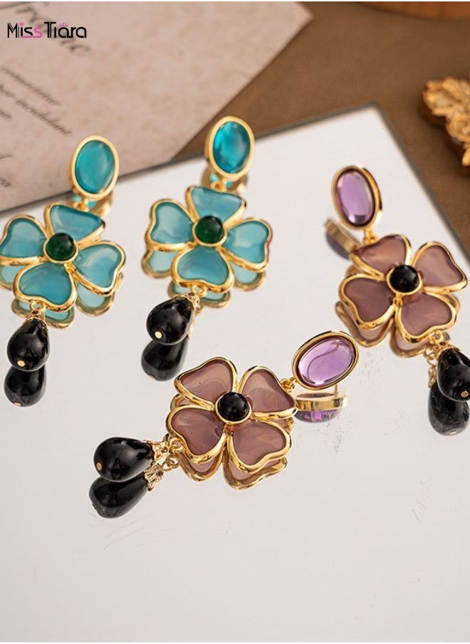 MissTiara - Four-Leaf Clover Flower Dangle Earrings  For women - Image 1