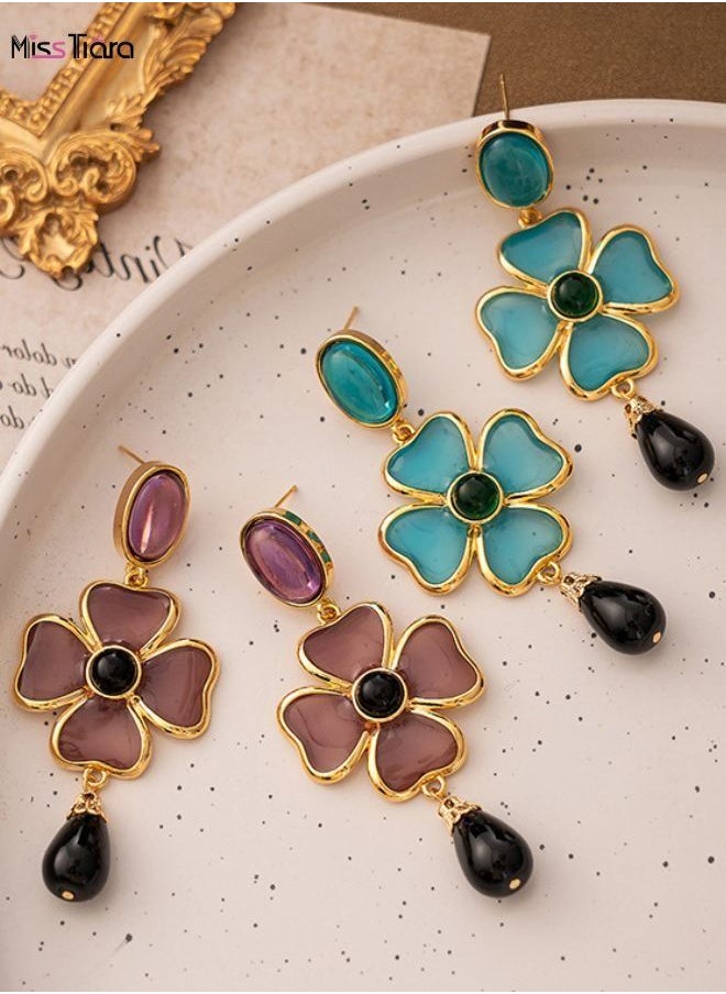 MissTiara - Four-Leaf Clover Flower Dangle Earrings  For women - Image 1