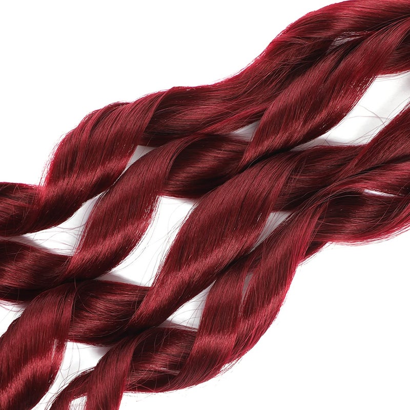 Conrora French Curly Braiding Hair 24 Inch 8 Packs Burgundy Color - Pre Stretched Bouncy Braiding Hair- Loose Wavy Synthetic Hair Extensions For Black Women (24 inch 8 packs, Burgundy) - Image 4