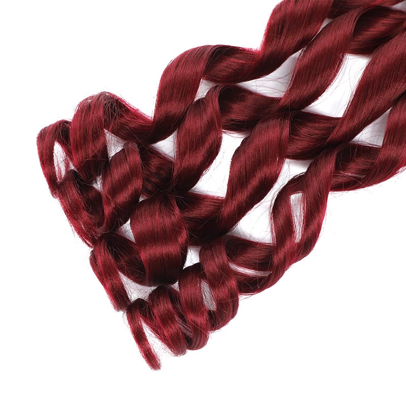 Conrora French Curly Braiding Hair 24 Inch 8 Packs Burgundy Color - Pre Stretched Bouncy Braiding Hair- Loose Wavy Synthetic Hair Extensions For Black Women (24 inch 8 packs, Burgundy) - Image 5