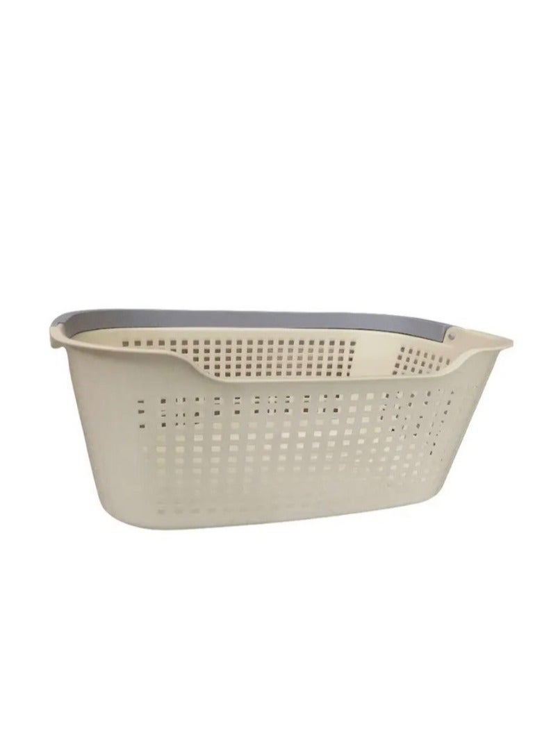 Household Clothes Storage Basket Plastic Laundry Basket with Handle  - Image 2