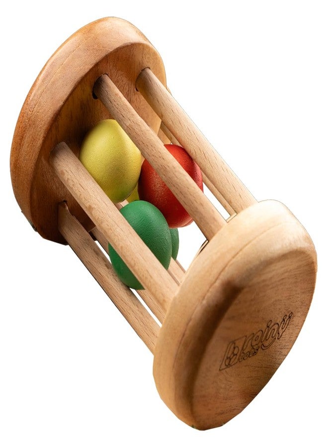 Brainytots Rolling Drum Rattle | Neem Wood Rattle | Montessori Inspired Educational Toy | Improves Fine and Gross Motor Skills | Improves Grasp and Auditory Stimulation - Image 1