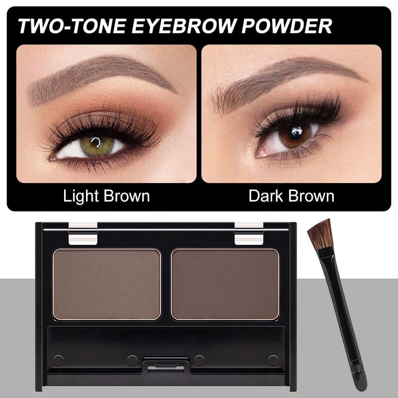 CAKAILA Eyebrow Powder Medium Brown Kit,Eye Brow Powder for Women with Double-ended Eyebrow Brush,Long-Lasting Waterproof Two Colors Brow Filler Get Full Defined Natural Brows,Brown Eyebrow Powder Makeup - Image 2
