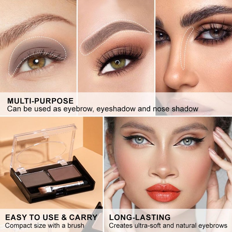 CAKAILA Eyebrow Powder Medium Brown Kit,Eye Brow Powder for Women with Double-ended Eyebrow Brush,Long-Lasting Waterproof Two Colors Brow Filler Get Full Defined Natural Brows,Brown Eyebrow Powder Makeup - Image 5