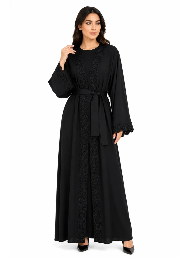 Reem Abayas Women's Lace Abaya with Matching Sheila