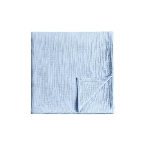 Meracorallo Muslin Swaddle Blanket, 100% Cotton Receiving Blanket Soft and Breathable Swaddle Wrap for Baby Boys and Girls, Sky Blue - Image 1