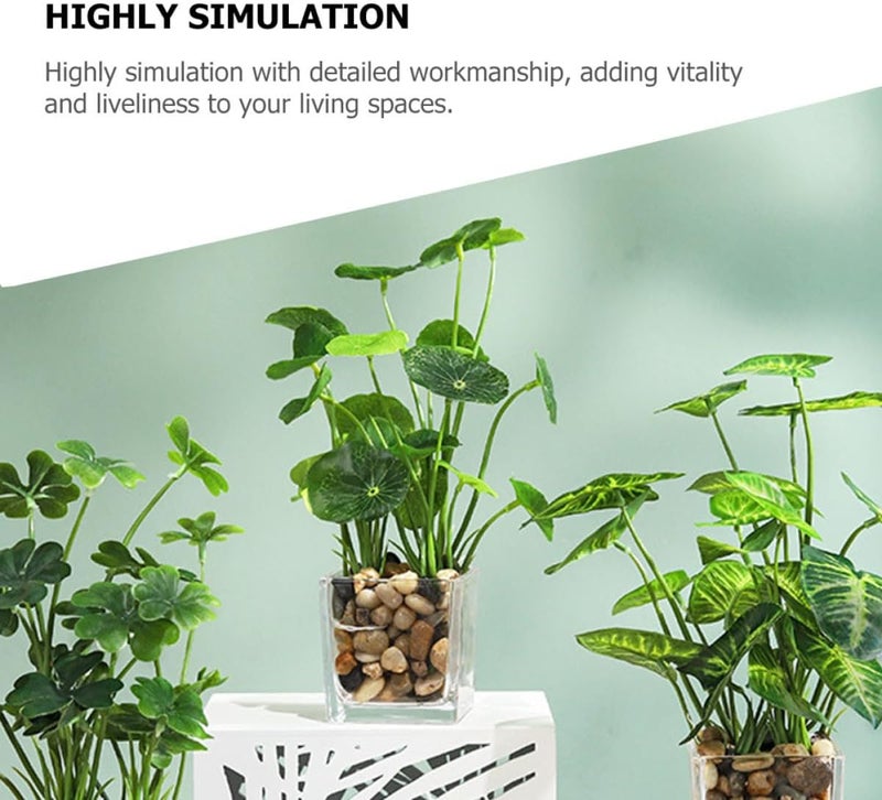 Artificial Small Lotus Leaf Bonsai Plant, Fake Potted Decorative Plant Ornament, Simulation Tabletop Greenery for Home Living Room and Wedding Décor - Image 5