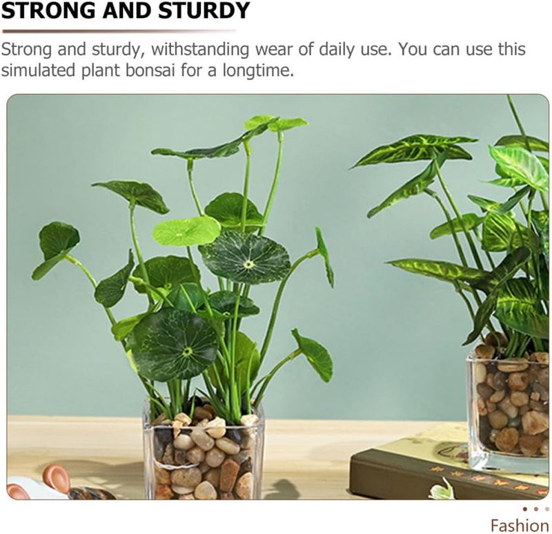 Artificial Small Lotus Leaf Bonsai Plant, Fake Potted Decorative Plant Ornament, Simulation Tabletop Greenery for Home Living Room and Wedding Décor - Image 3