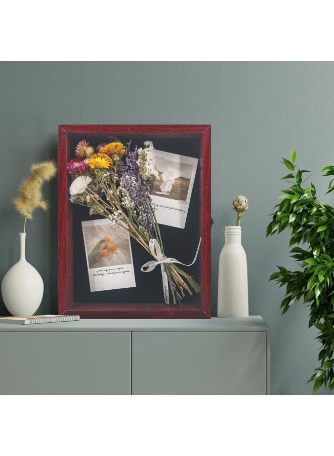 FramePro Shadow Box Frame with Removable Shelves, Deep Memory Box Display Case for Collector, Keepsake Coins Military Medals Pins Wedding Flowers Cherry Finish 11x14 - Image 3