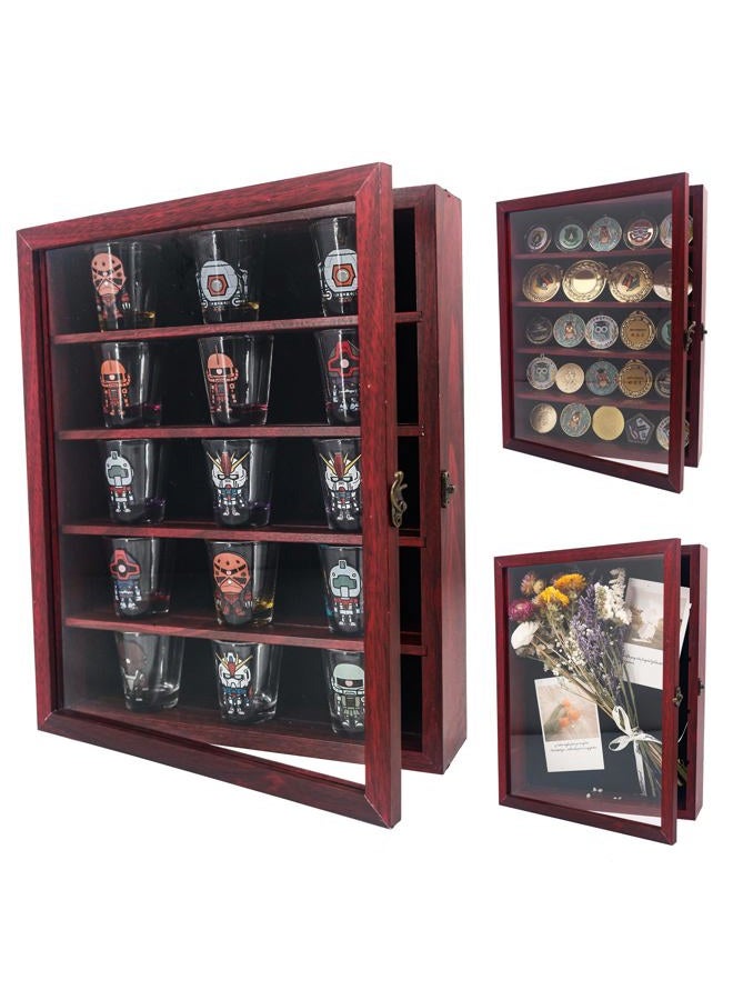FramePro Shadow Box Frame with Removable Shelves, Deep Memory Box Display Case for Collector, Keepsake Coins Military Medals Pins Wedding Flowers Cherry Finish 11x14 - Image 1
