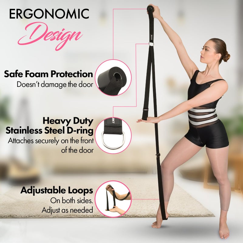 Zenmarkt Stretching Strap With Door Anchor - Stretching Equipment To Improve Legs Flexibility - Splits Trainer For Home Ideal In Ballet, Dance, Cheerleading, Taekwondo, Yoga, Pole Dancing & Gymnastics - Image 2