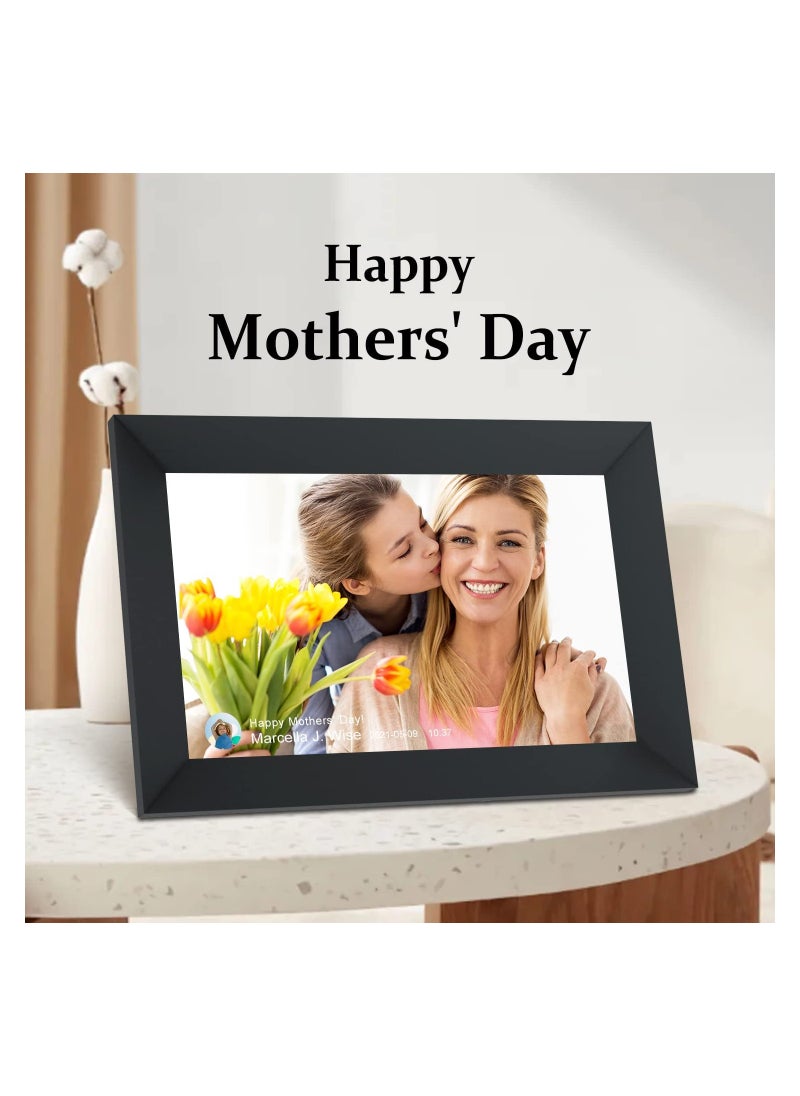 Generic - 10.1 Inch WiFi Digital Picture Frame IPS Touch Screen Smart Cloud Photo Frame with 16GB Storage Easy Setup to Share Photos or Videos via Frameo APP Auto-Rotate Wall Mountable (Black) - Image 1