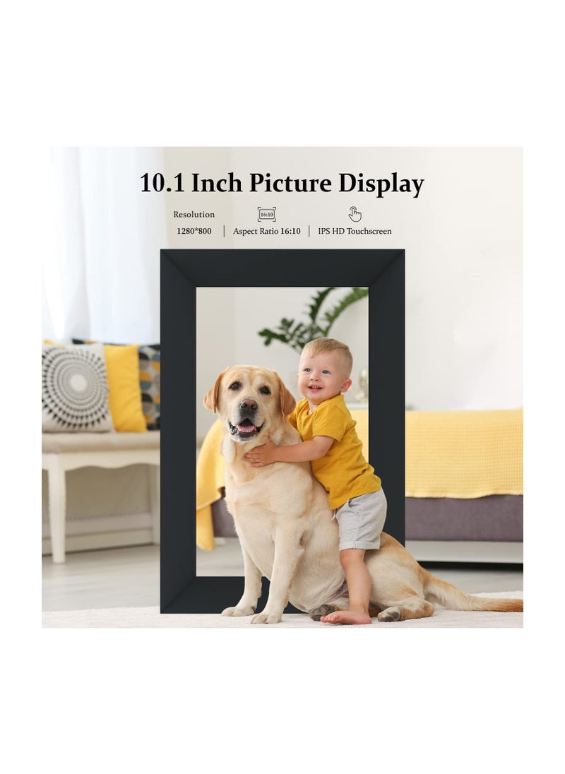 Generic 10.1 Inch WiFi Digital Picture Frame IPS Touch Screen Smart Cloud Photo Frame with 16GB Storage Easy Setup to Share Photos or Videos via Frameo APP Auto-Rotate Wall Mountable (Black)  - Image 4