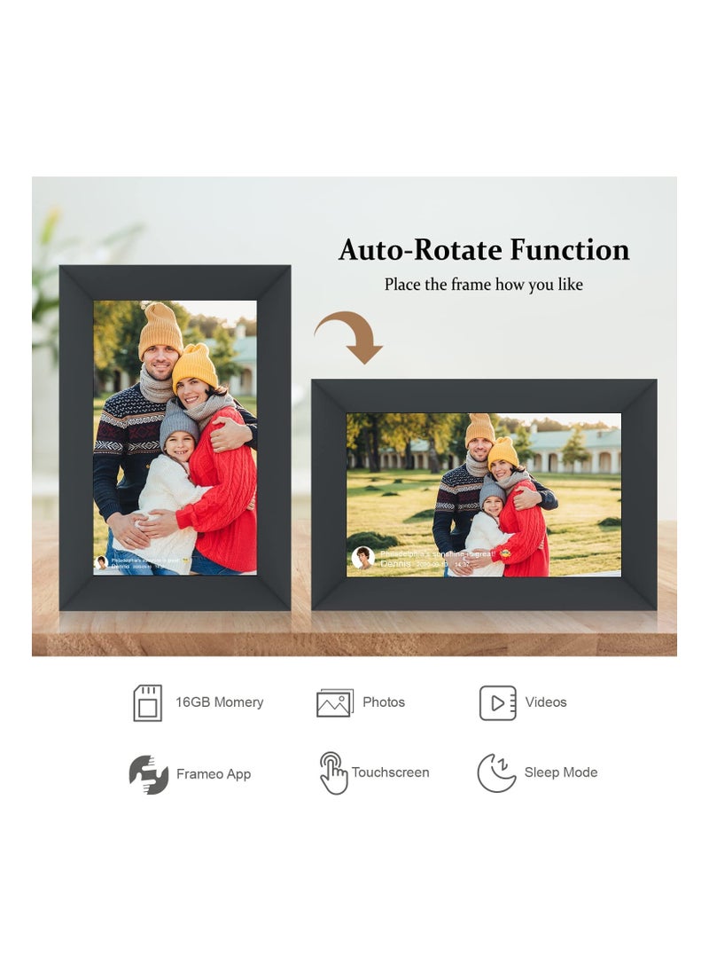 Generic 10.1 Inch WiFi Digital Picture Frame IPS Touch Screen Smart Cloud Photo Frame with 16GB Storage Easy Setup to Share Photos or Videos via Frameo APP Auto-Rotate Wall Mountable (Black)  - Image 3