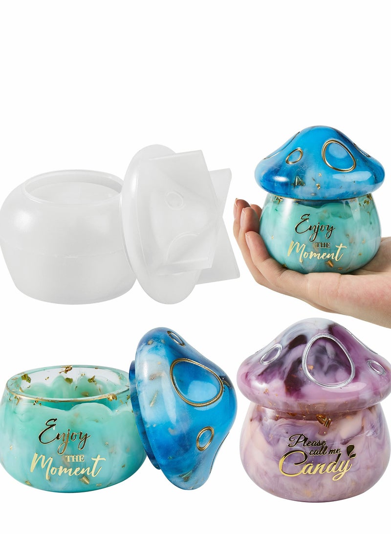 Excefore Jar Resin Molds Silicone Mushroom Jars with Lid, for Storage Box, Candy Jewelry Container, Home Decoration, DIY Epoxy Casting Craft - Image 1