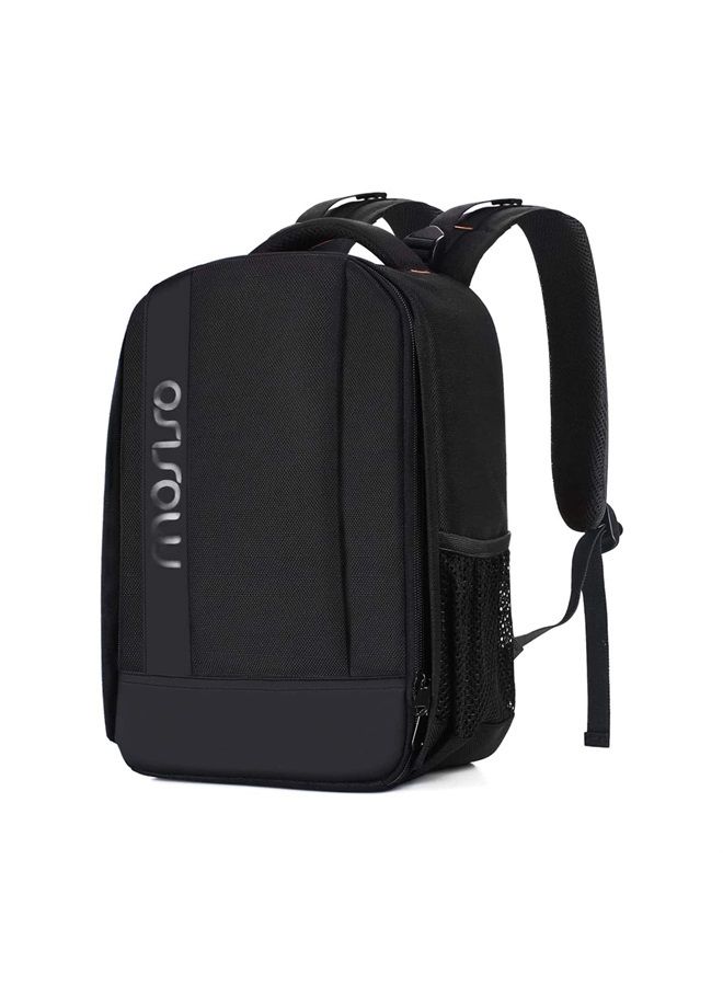 Mosiso حقيبة ظهر كاميرا، حقيبة كاميرا مصممة لتناسب كاميرات DSLR/SLR/مرآة مع وسادة عازلة للصدمات وحقيبة كاميرا مع إدخالات مخصصة وحامل ثلاثي القوائم متوافقة مع كانون، نيكون، سوني وغيرها، سوداء