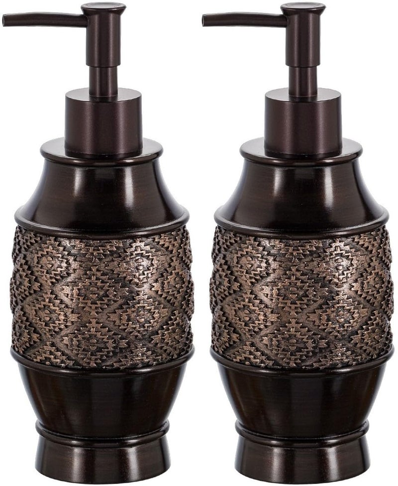 Creative Scents Dublin Brown Bathroom Soap Dispenser Set - Decorative 8 Oz. Hand Soap and Lotion Dispenser Set with Durable Matching Pumps - Brown Bathroom Accessories Sets Countertop - Image 1