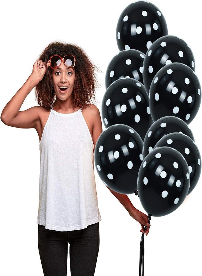 TONIFUL 100pcs Black and White Polka Dots Balloons 12inch large Polka Dot Latex Party Balloons for Wedding Birthday Party Festival Decoration Halloween Supplies - Image 4