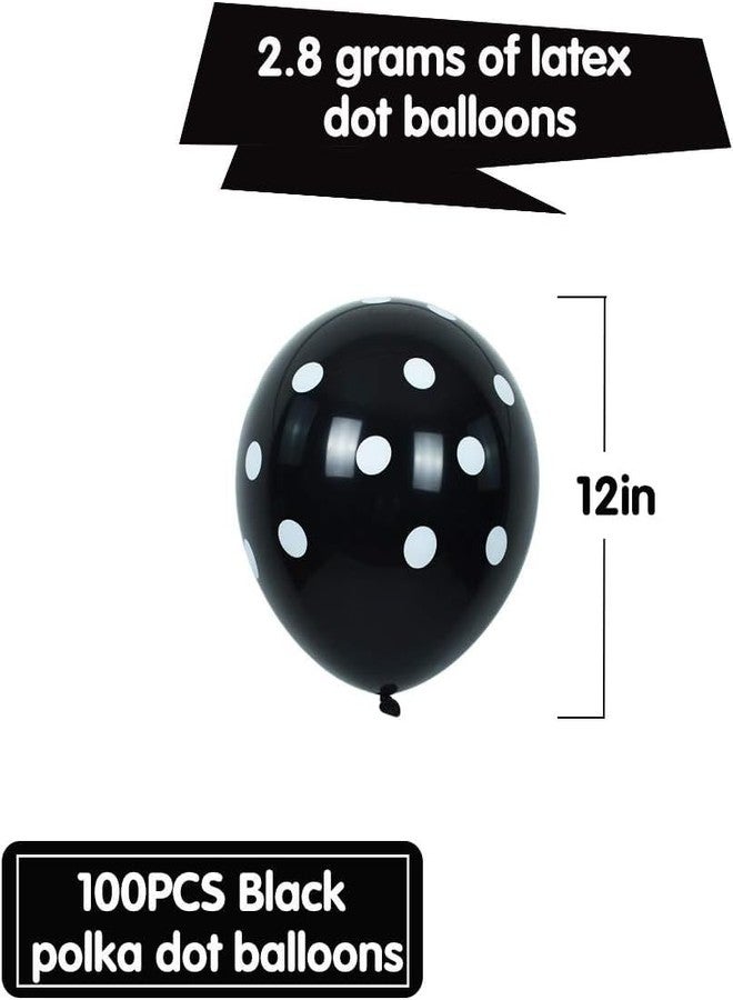TONIFUL 100pcs Black and White Polka Dots Balloons 12inch large Polka Dot Latex Party Balloons for Wedding Birthday Party Festival Decoration Halloween Supplies - Image 2