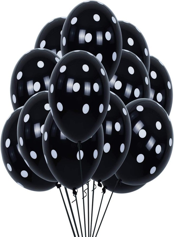 TONIFUL 100pcs Black and White Polka Dots Balloons 12inch large Polka Dot Latex Party Balloons for Wedding Birthday Party Festival Decoration Halloween Supplies - Image 1