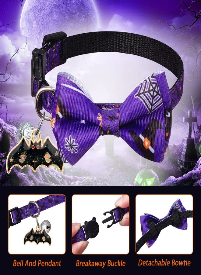 LLHK 4 Pack Halloween Cat Collar with Bow Tie and Bell,Breakaway Kitten Collar for Girl Boy Cats,Adjustable 7-12inch,for Kitty Kitten Adult Cats,Pet Supplies… - Image 4