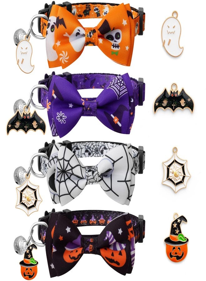LLHK 4 Pack Halloween Cat Collar with Bow Tie and Bell,Breakaway Kitten Collar for Girl Boy Cats,Adjustable 7-12inch,for Kitty Kitten Adult Cats,Pet Supplies… - Image 1