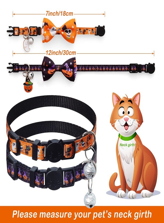 LLHK 4 Pack Halloween Cat Collar with Bow Tie and Bell,Breakaway Kitten Collar for Girl Boy Cats,Adjustable 7-12inch,for Kitty Kitten Adult Cats,Pet Supplies… - Image 3